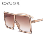 ROYAL GIRL Oversized Sunglasses Women Big Frame Flat Top Sun Glasses Men 2018 New Designer Vintage Square Gradient Shades ss639