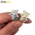 Luxury hip hop bling jewelry Star shape christmas gift for men bling bling micro pave cz gold silver color cz engagement ring